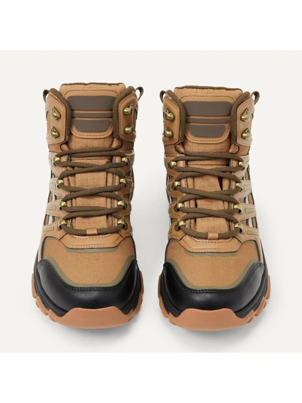 Men's Brown Waterproof Shoes Casual High Top Round Toe Non Slip Hiking Boots